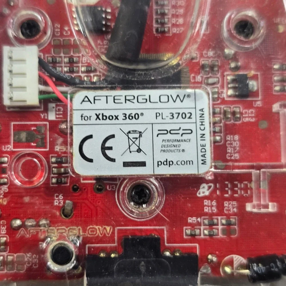 PDP Xbox 360 Afterglow Wired Controller PL-3702 Clear Red PCB Lighting